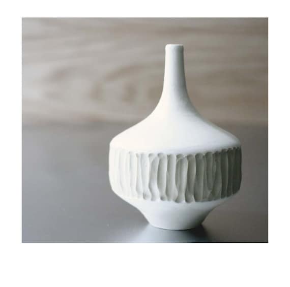 Small Carved Bottle Bud Vase-  by Sara Paloma
