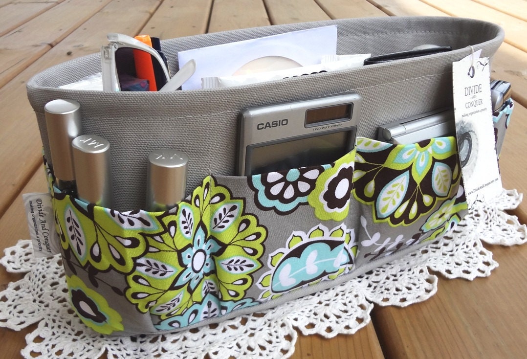 Purse ORGANIZER Insert SHAPER / Paisley Floral & Polka Dot / Extra STURDY / 5 Sizes Available / Check out my shop for more variety