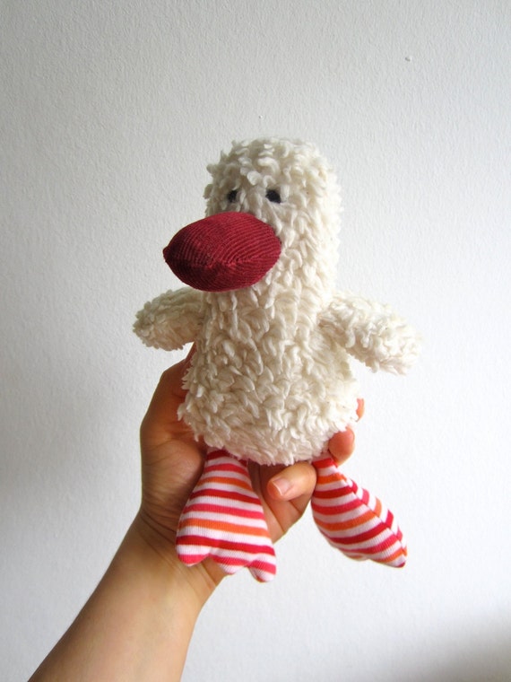 Duck, duckling, organic, eco friendly, baby gift, shower gift, organic kids, soft, cuddly, white, red, ready to ship