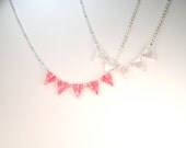 Pink Modern Geometric Triangle Pennant Necklace