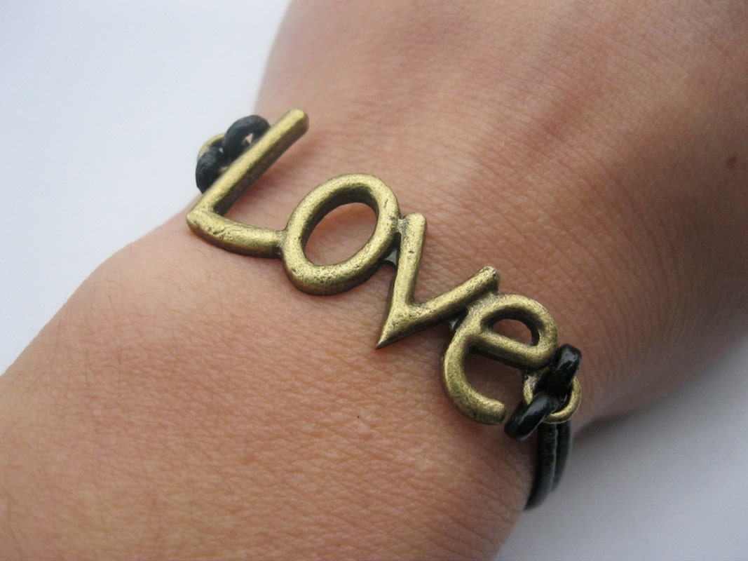 Bracelet-antique bronze love bracelet,love cuff