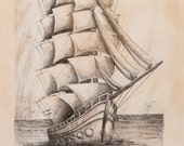 Tall ship Lithograph Print (Fifth print in the series) (4 of 8 prints sold. They are going fast)