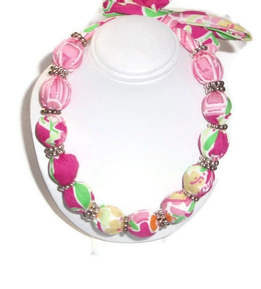 Fabric Necklace Choker made with Lilly Pulitzer Fabric