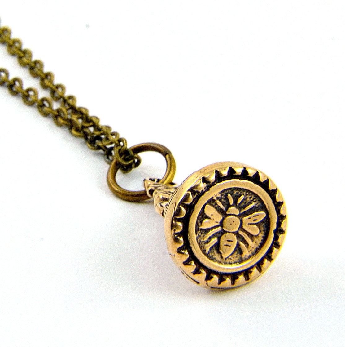 BEE Wax Seal Stamper Necklace by Gwen Delicious Jewelry - Usable Seal Stamp