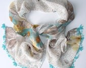 summer fashion scarf,chiffon scarf,soft,gift ideas,for her,fabric,handmade Oya,lace scarf,woman scarves,unique accessories