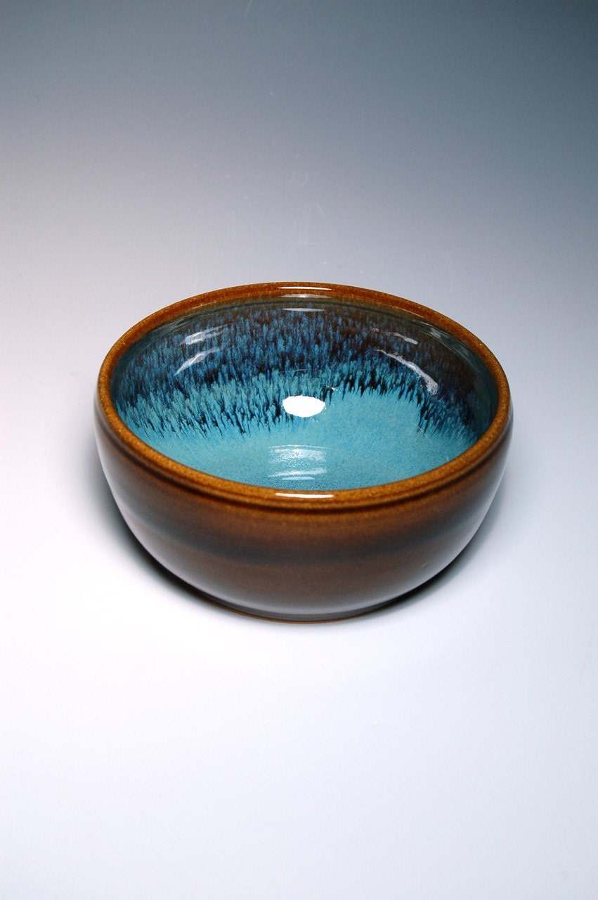 One Cereal Bowl - Brown and Teal Pottery