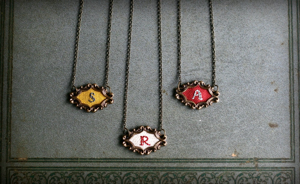 Made to Order Hand Embroidered Initial Necklace