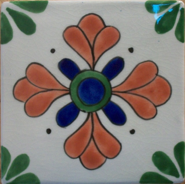 Handpainted Neo-Mexican Custom Ceramic Tile -- Made to Order