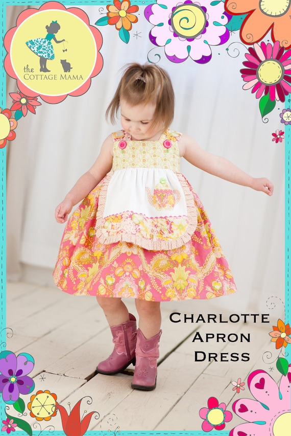 PATTERN: Girls Charlotte Apron Dress - Original Printed Sewing Pattern - Size 6 Month through 8 Years